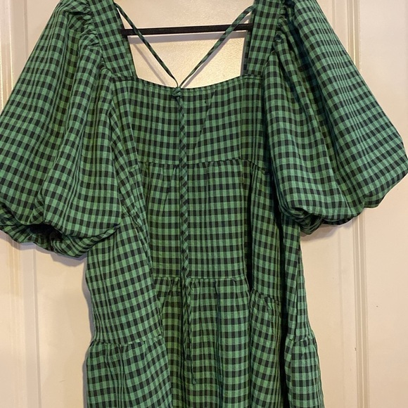 Nasty Gal Gingham Green Tiered Maxi Smock Dress - Picture 4 of 4